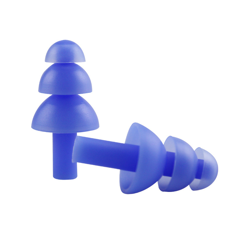 Cross-Border Three-Layer Swimming Earplugs Waterproof Noise Reduction Earplugs Silicone Soundproof Sleep Earplugs Manufacturer Available for Wholesale (Pair