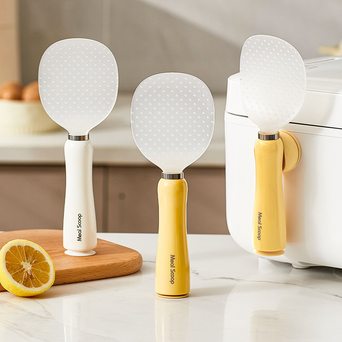 Grain standing magnetic suction rice spoon anti-sticking rice spoon vertical household easy-to-clean rice spoon suction cup tumbler rice spoon