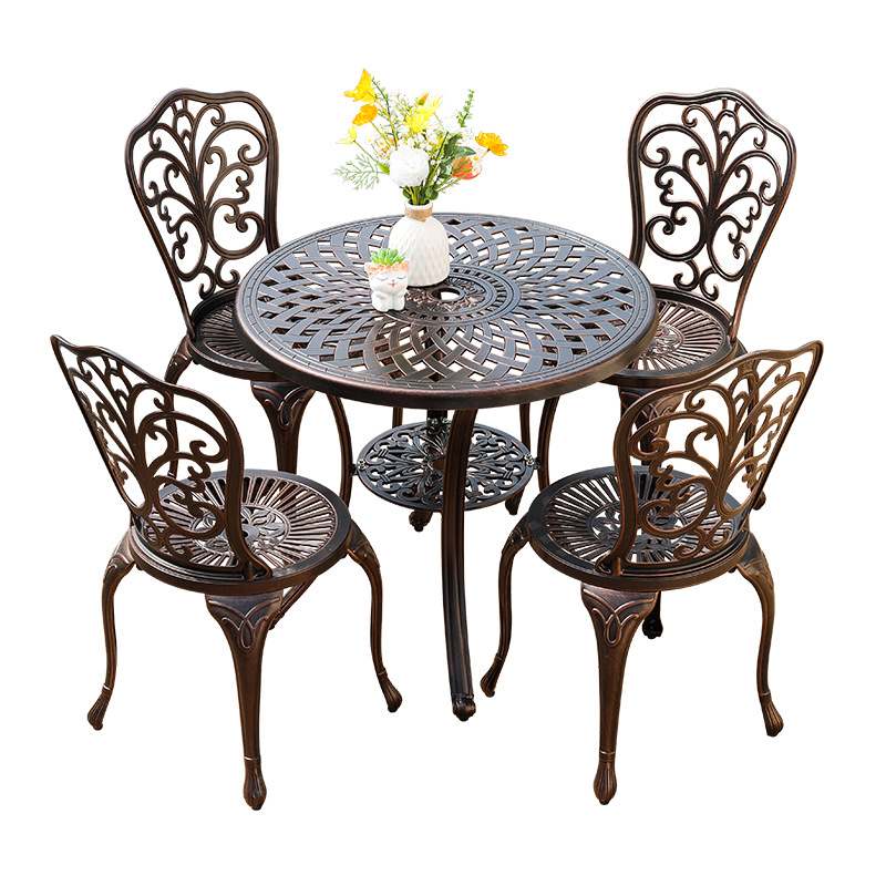 Source Factory Outdoor Tables and Chairs Courtyard Cast Aluminum Outdoor Garden Dining Table Die-Cast Leisure Balcony Villa Round Table
