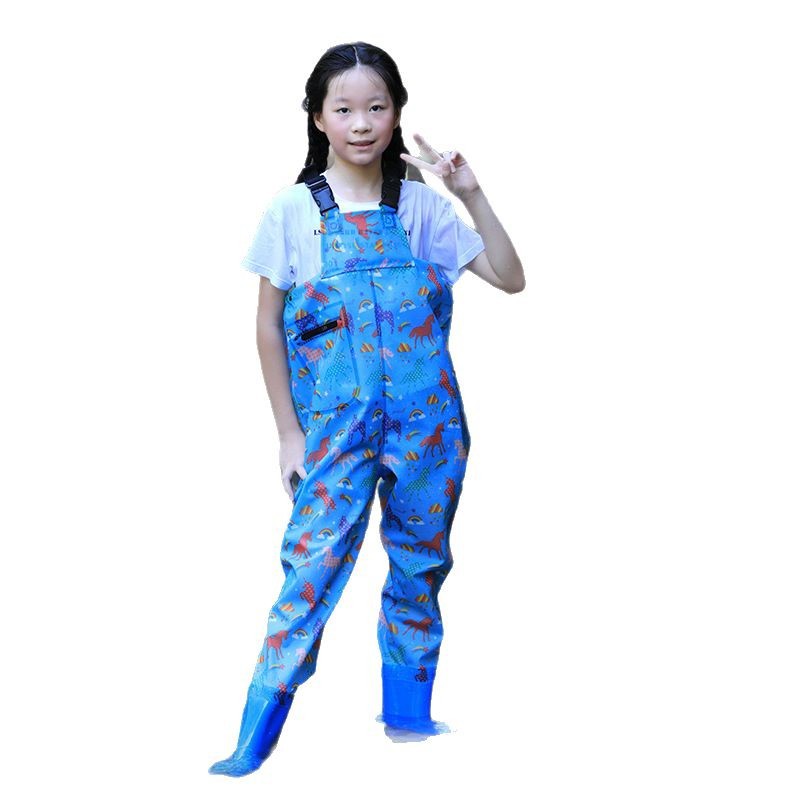 Children's Waterproof Wading Suit for Playing in Water, Suitable for Boys and Girls, Includes Rain Boots and Rain Pants for Full-Body Outdoor Activities
