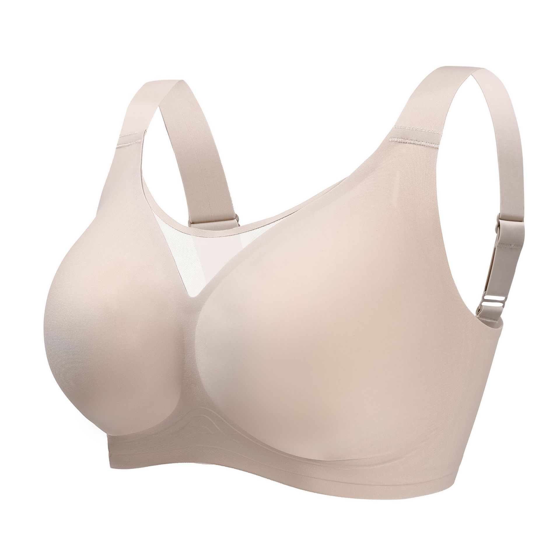New Cross-border plus size Underwear Women's Big Chest Shaped Small Jelly Para Breast-free Bra European and American Anti-sagging Bra