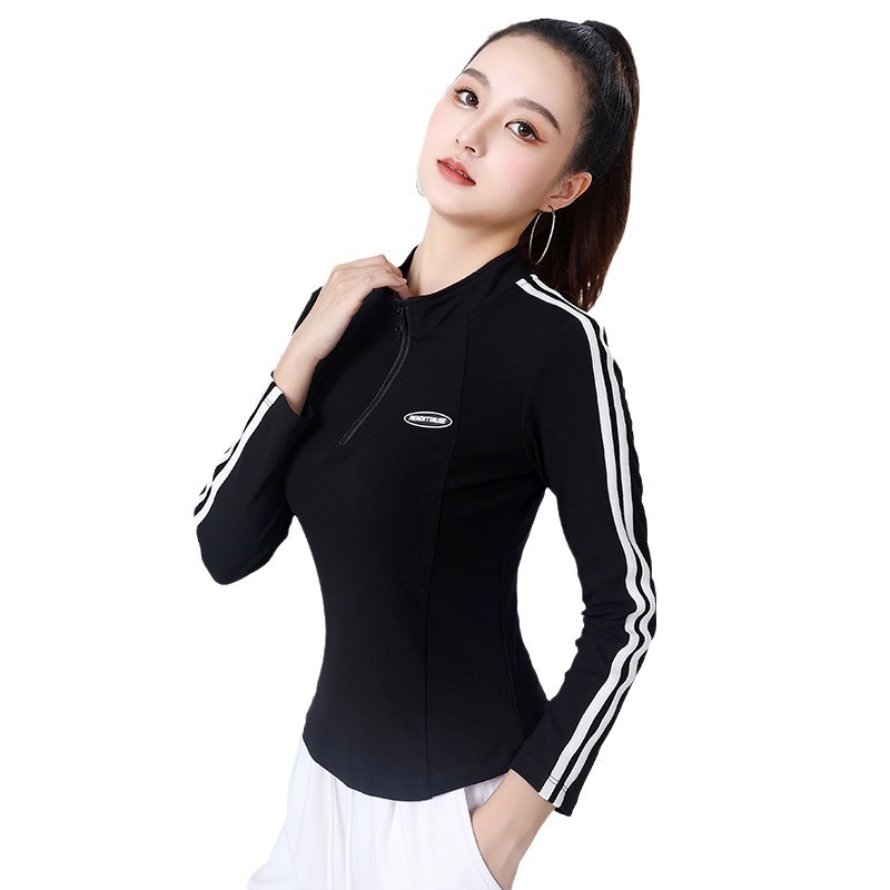 Autumn 2024 new half zipper long sleeve square dance slim fit sports clothing women's cotton in stock suit