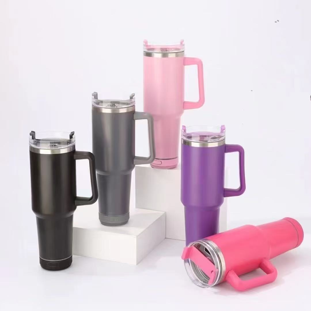 Cross-Border 40oz Bluetooth Speaker Car Cup Sublimation Stainless Steel Handle Audio Cup Portable Thermal Insulation Cold Ice Cup
