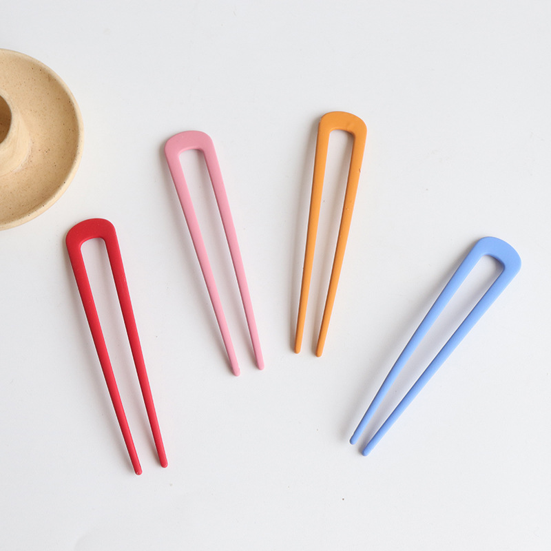 U-образная заколка, металлическая заколка с шариком, древний стиль, стиль династии Хань, простая заколка, вставка, конфетный цвет