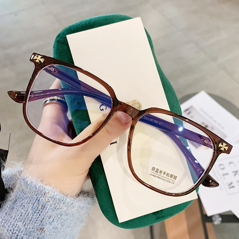 New Internet Celebrity Tr90 Square Frame Female K-Style Anti-Blue Light Glasses Can Be Equipped with Myopia Plain Glasses Frame 30157