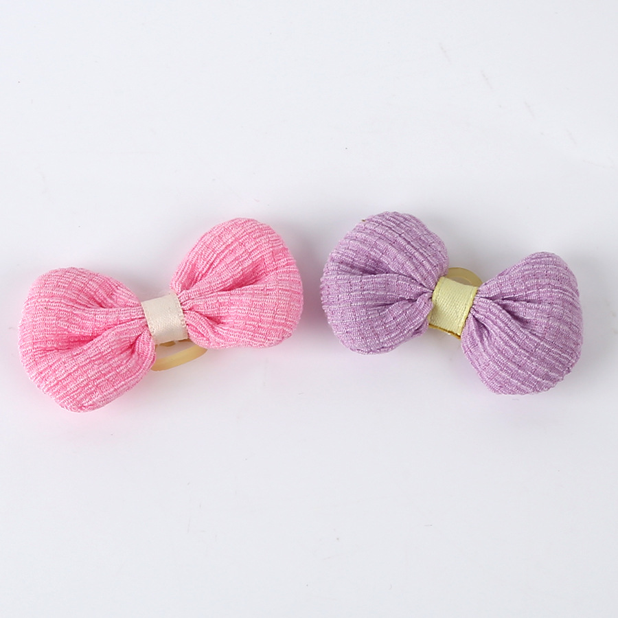 Korean fabric striped five-petal flower bow pet head flower Teddy VIP pet rubber band hair accessories wholesale