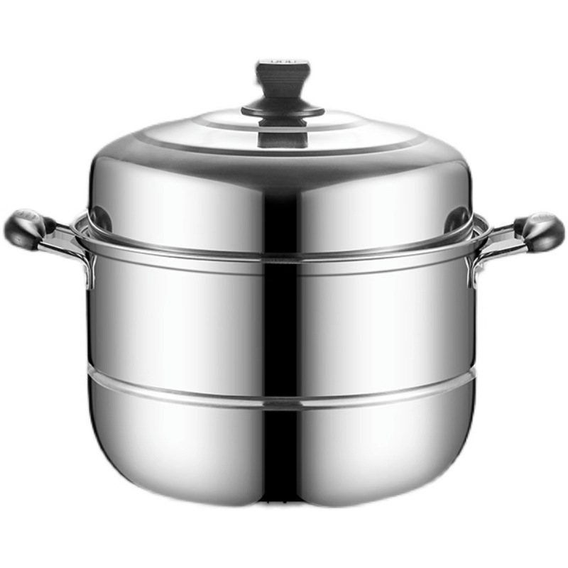Thickened Stainless Steel Double-Layer Steamer Household Two-and Three-Layer Pot Large Soup Pot Steaming Fish Steaming Pot Induction Cooker Gas Stove