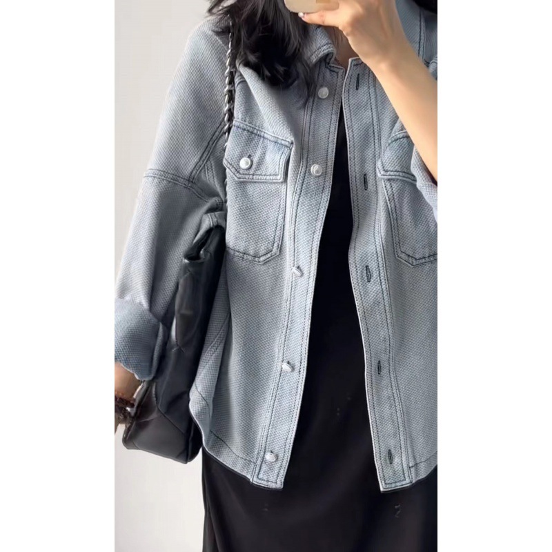Cross-Border Retro Niche Denim Jacket for Women in Autumn Loose Korean Style Women's Versatile Cardigan Denim Jacket Outer Clothes Trendy