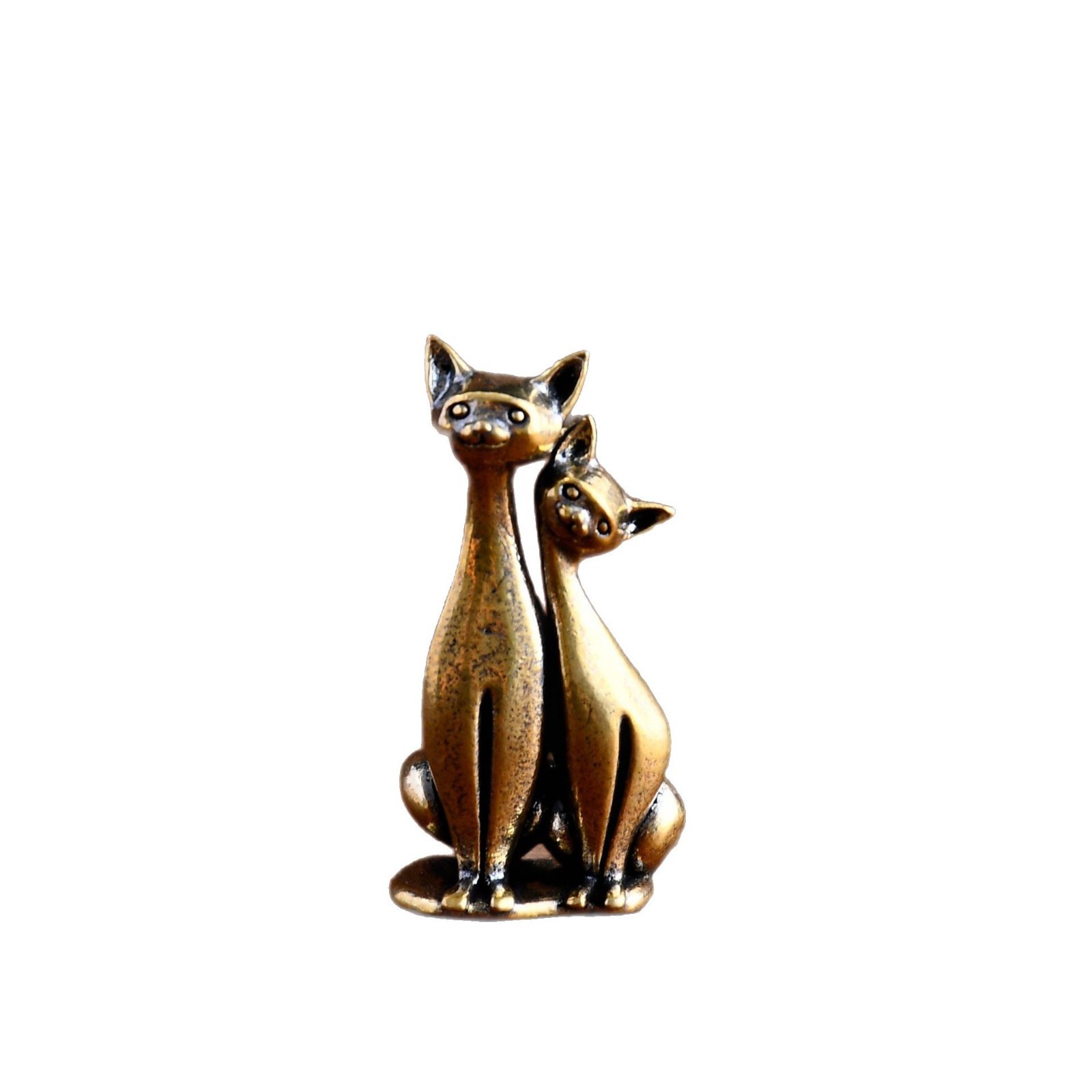 New Cross-border Hot Sale Brass Vintage Couple Cat Figurines Ornaments Desktop Home Decoration Creative Gift Ornaments