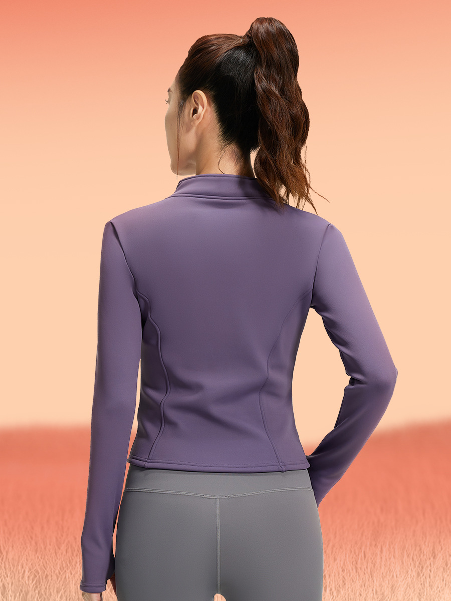 Juyitang Autumn and Winter Sports Fitness Running Tight Slimming Long Sleeve Thickened fleece-lined Yoga Jacket for Women