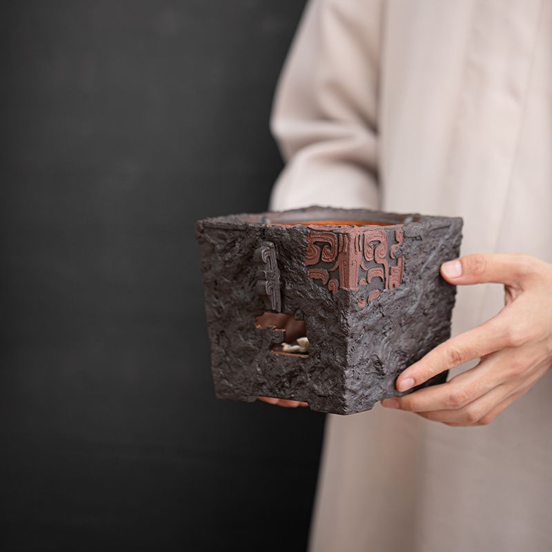 Purely Handmade Retro Rock Mud Color Glaze Xunyue Zen Heart Teapot 480Cc Home Office Tea Ceremony Gift Teapot