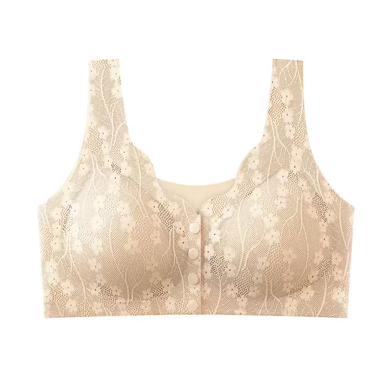 Southeast Asian Cross-Border Intimates, Middle-Aged and Elderly Women's Bra, Seamless Front-Button Vest Style Thin Large Size Bra