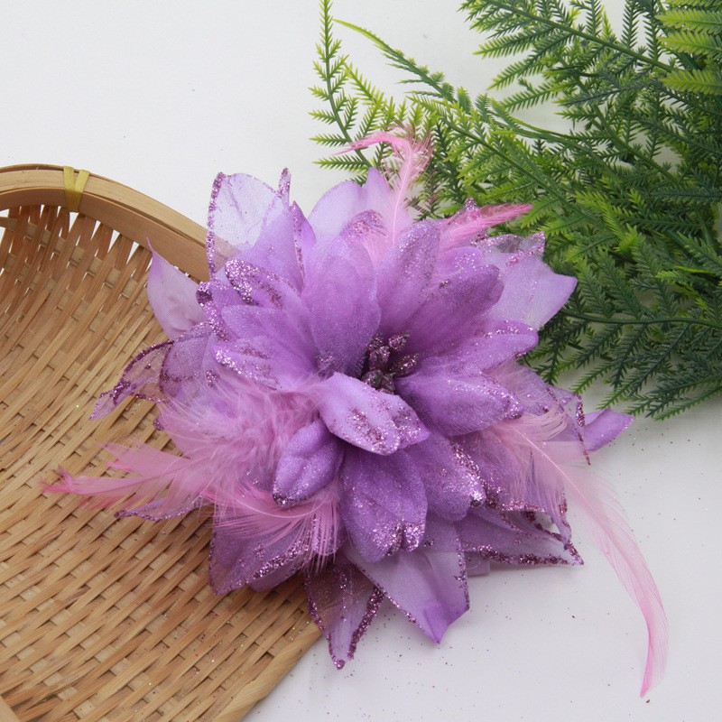 2025 Seven-Petal Chrysanthemum Korean Diamond Crystal Hat Flower Clothing Headdress Accessories Simulated Flower Organza Lace Pin