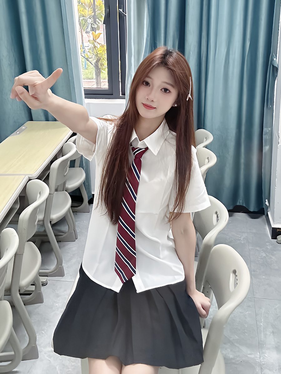 Graduation Season Preppy Style Jk Uniform Basic White Shirt Pleated Skirt School Uniform Class Uniform Sports Suit Summer