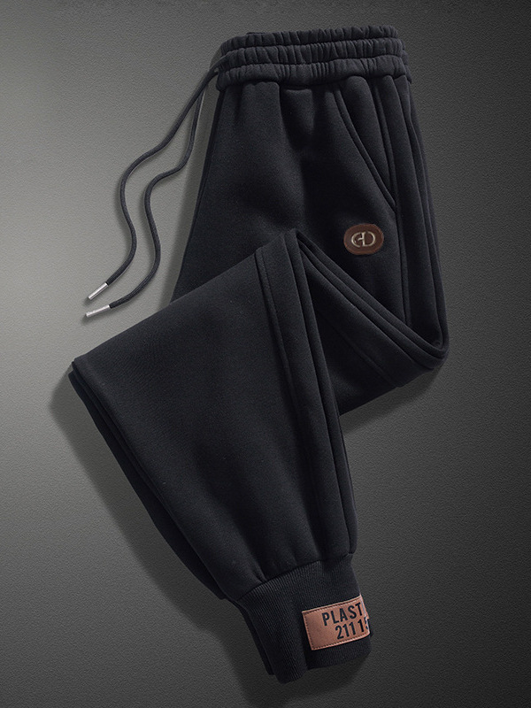 Winter fleece-lined Thickened Sports Pants Men's Heavy-weight Loose Leg-toe Knitted Grey Sweatpants plus size Casual Autumn Pants