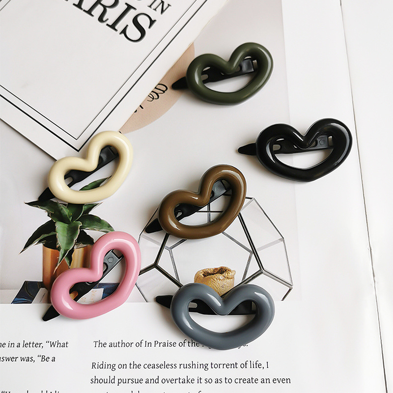 Милый розовый заколка для волос, женская простая универсальная заколка для боковых челок, маленький размер, плетёная заколка, головной убор интернет-звезды