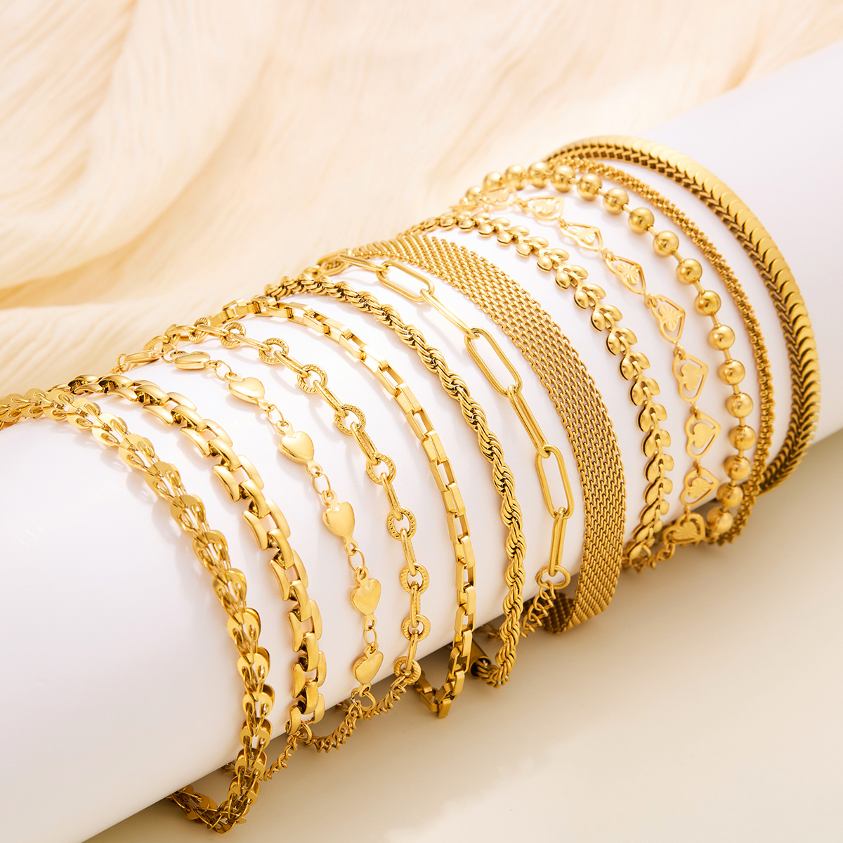 Fashion simple titanium steel bracelet versatile diy bracelet ladies high sense 18k gold plating stainless steel bracelet wholesale