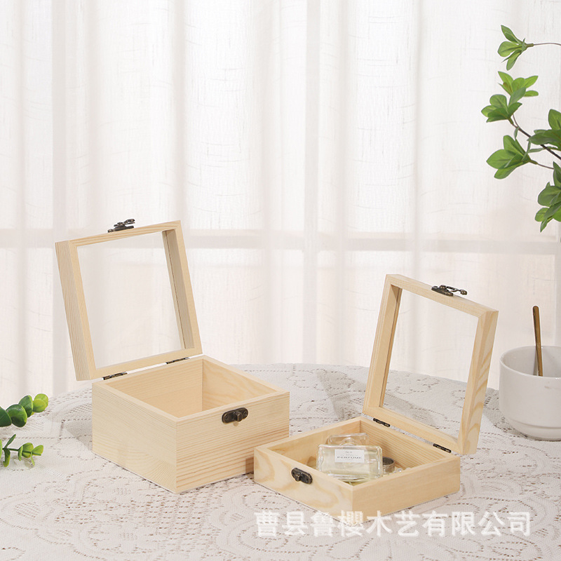 Spot Yongshenghua glass lid small wooden box wooden packaging box hand-in-hand gift candy gift box wooden box gift box wholesale