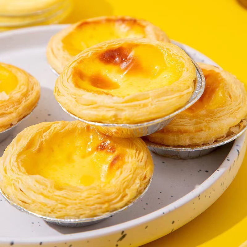 Portuguese Large Egg Tart Crust Egg Tart Liquid Combination with Tin Bottom Household Semi-Finished Cream Baking Ingredients Wholesale