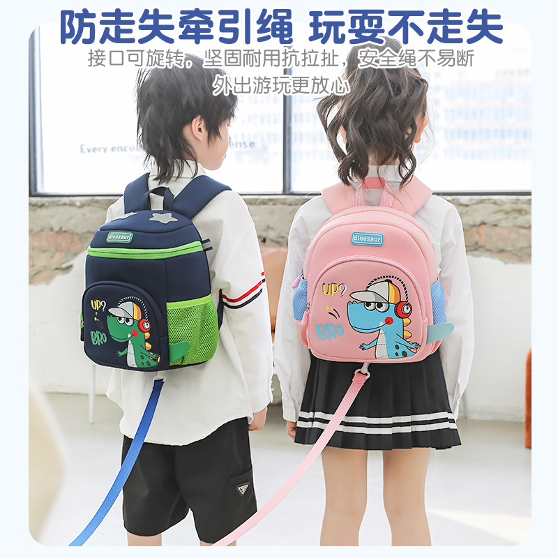 New kindergarten schoolbag cartoon little dinosaur children's schoolbag burden reduction spine protection primary school student schoolbag factory direct sales
