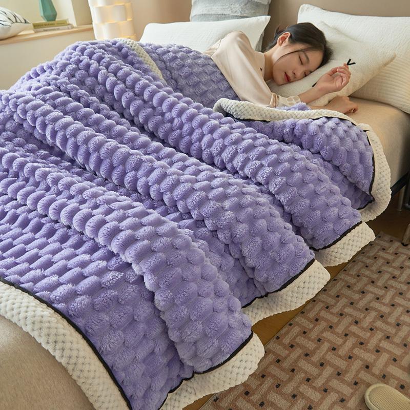 Lamb Fleece Blanket Super Thick Cover Blanket Household Nap Blanket Thickened Dual-Use Raschel Coral Blanket Milk Fleece Double-Sided