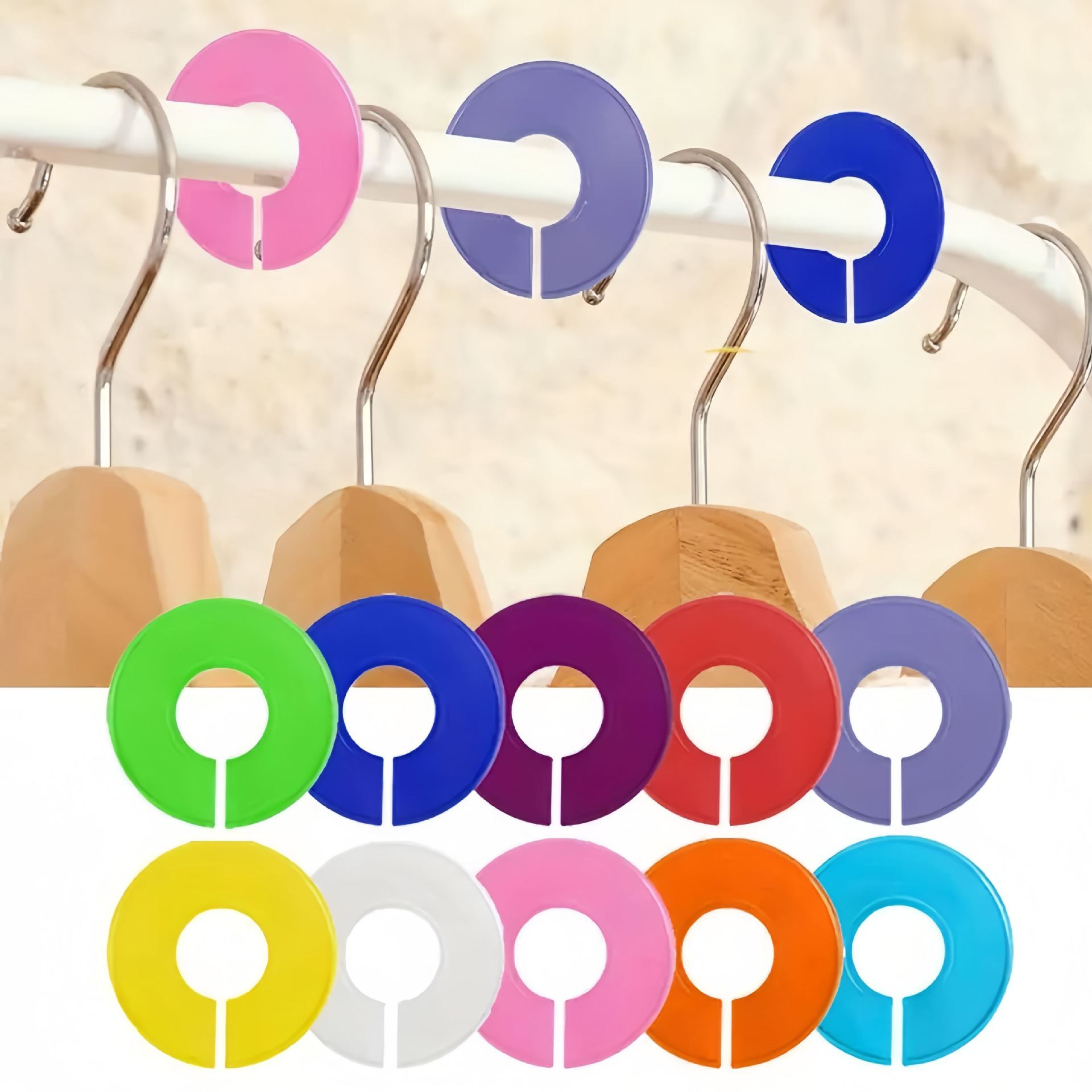 Круглые метки размеров одежды, взрослые, хранение, классификация гардероба, пластиковый диск, двусторонняя печать, кольцо PS