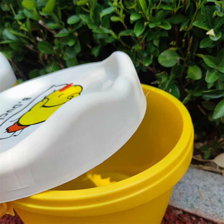 Plastic Yellow Duck Storage Stool Children's Cartoon Doodle Stool Toy Sundries Wet Wipes Storage Stool with Lid for Sitting