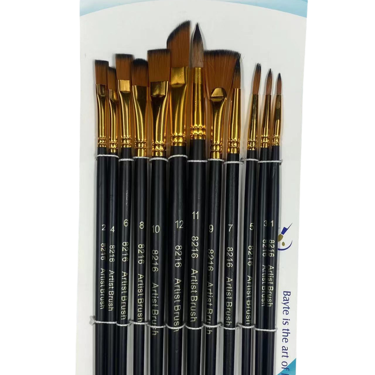 12-Piece Nylon Gouache Watercolor Oil Paint Brush Set for Art Students, Acrylic Paint Art Wolf Hair Brush