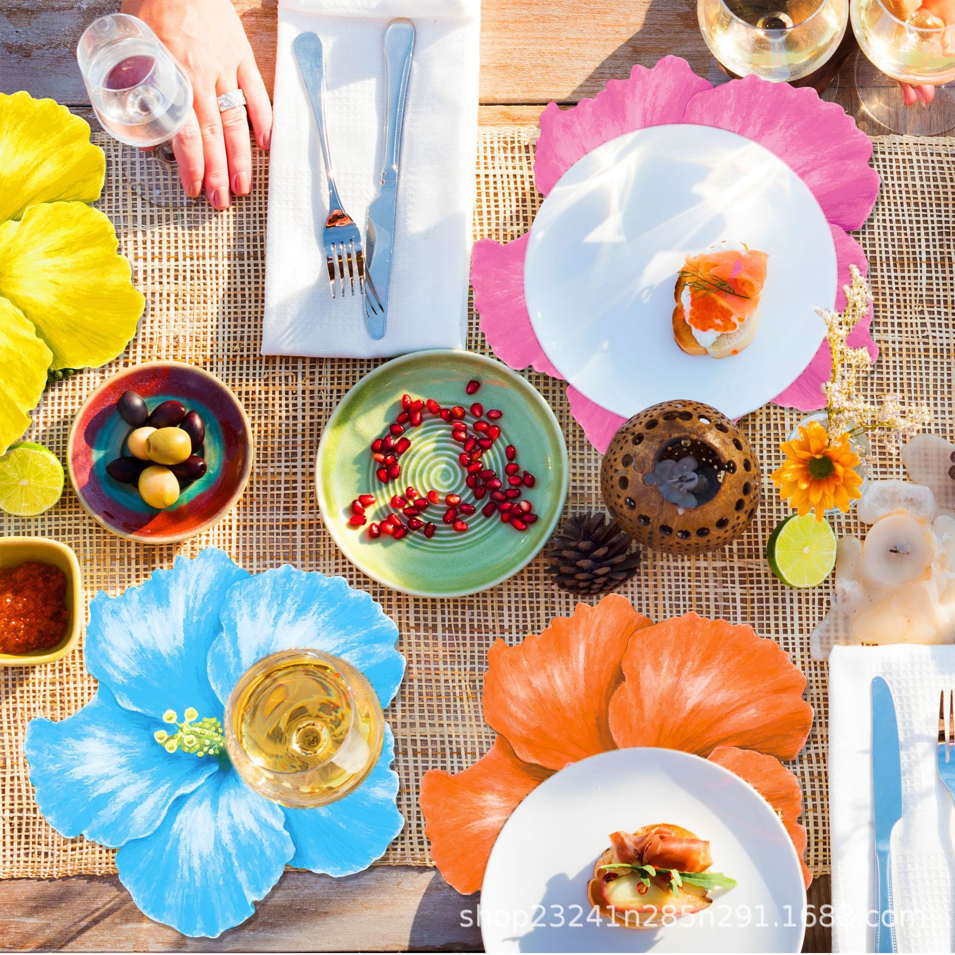 CA010 Alien Hibiscus Flower Hawaiian Flower 9 Color Flower Atmosphere Layout Disposable Placemat Paper Placemat