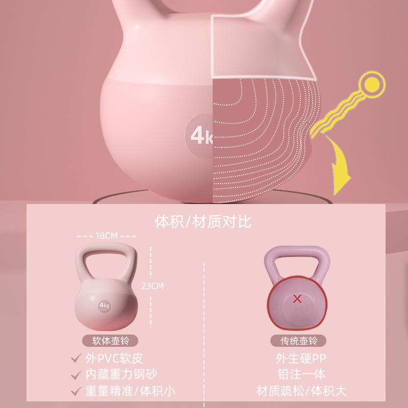 Wholesale Kettlebells for Women's Fitness Home Thin Arm Training Buttocks Lift Dumbbells Buttocks Soft Kettlebells Squat Strength Training