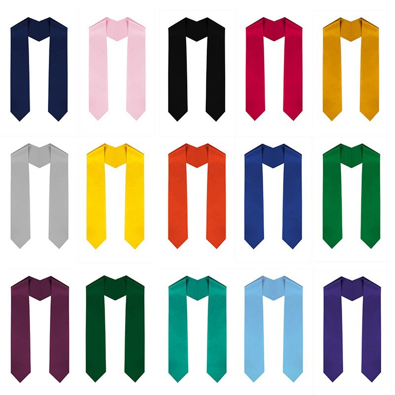 Junior and senior high school graduation season silk shawl with etiquette shoulder strap solid color graduation ceremony with honor