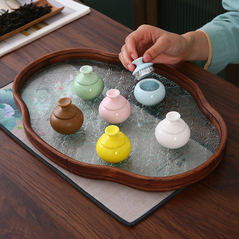 Mini Small Ceramic Jar Cosmetic Powder Jar Sealed Tea Jar with Lid Pill Bottle Antique Lipstick Rouge Jar