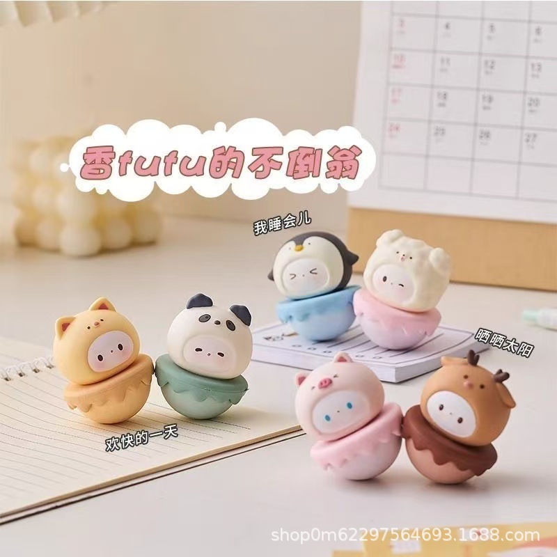 Cute Roly-Poly Toy to Heal Emotions, Small Ornament for Office Desk Decoration, Stress-Relief Gadget for Workstations, Gift for Girls