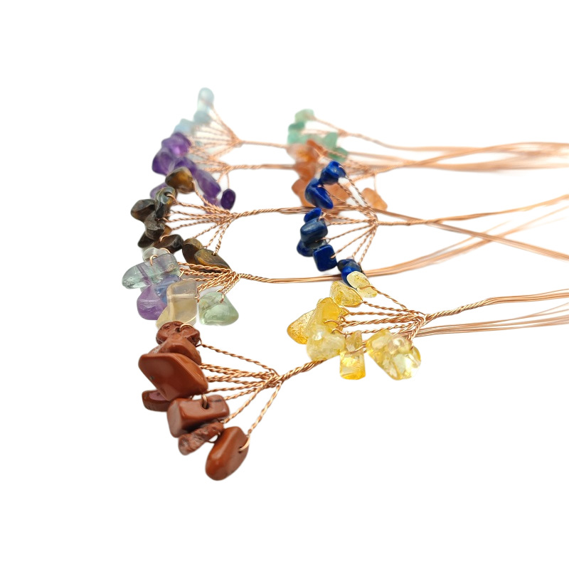Hand-Woven Crystal Fortune Tree Copper Wire Amorphous Bouquet Semi-Finished Crystal Fortune Tree Life Tree Accessories