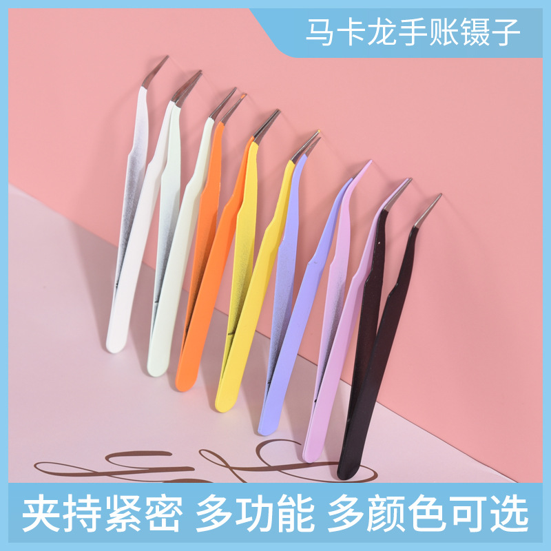 Stainless Steel Colorful Hand Ledger Clip Tape DIY Sticker Hand Ledger Retro Style Straight Clip Curved Clip Cartoon Card Holder