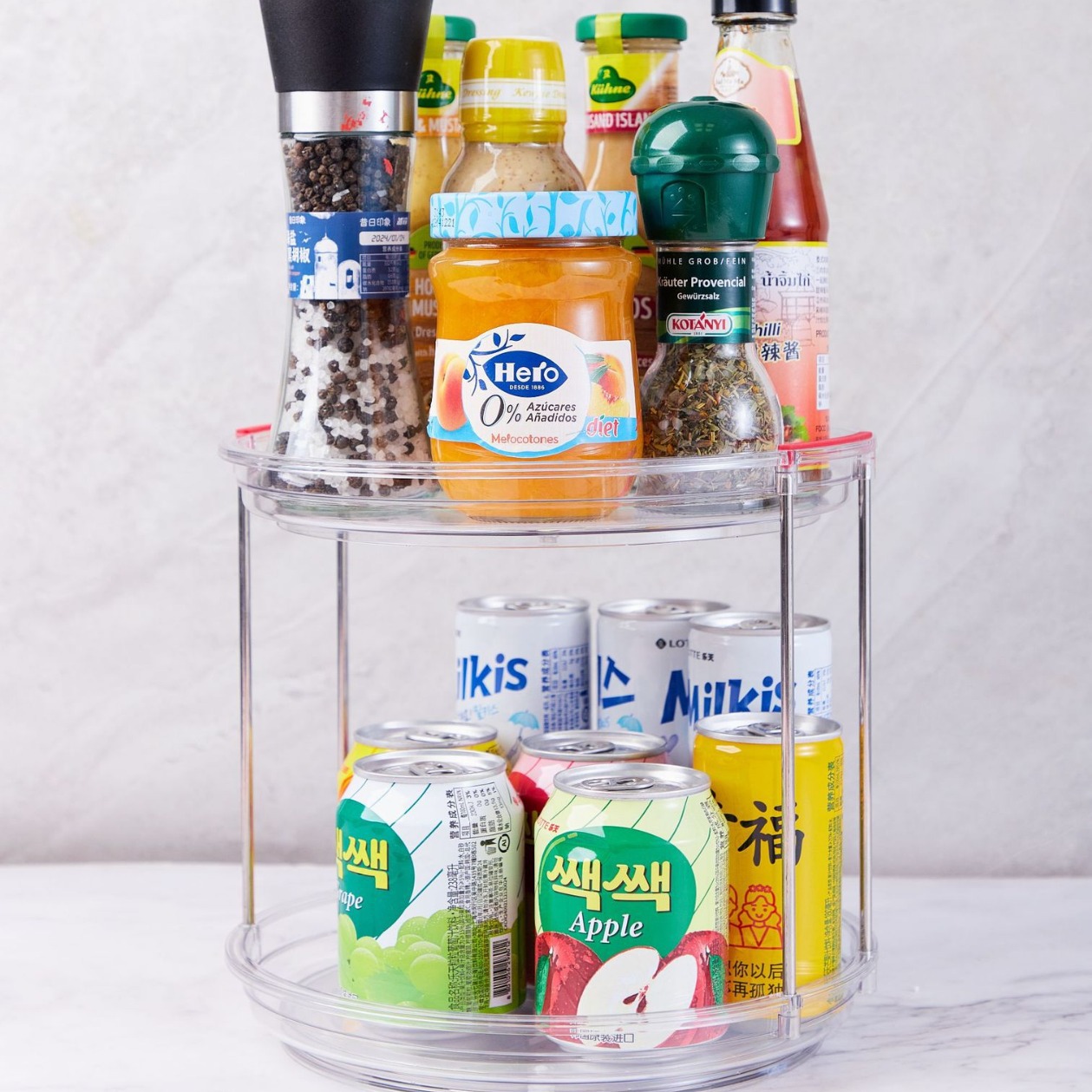 Japanese Kitchen Seasonings Shelf Rotatable Tray Oil Salt Sauce Vinegar Desktop Storage Tray