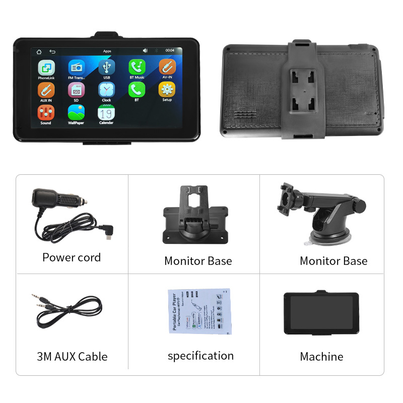 Cross-border new 7-inch portable car MP5 player wireless Carplay car card inserting machine reversing priority