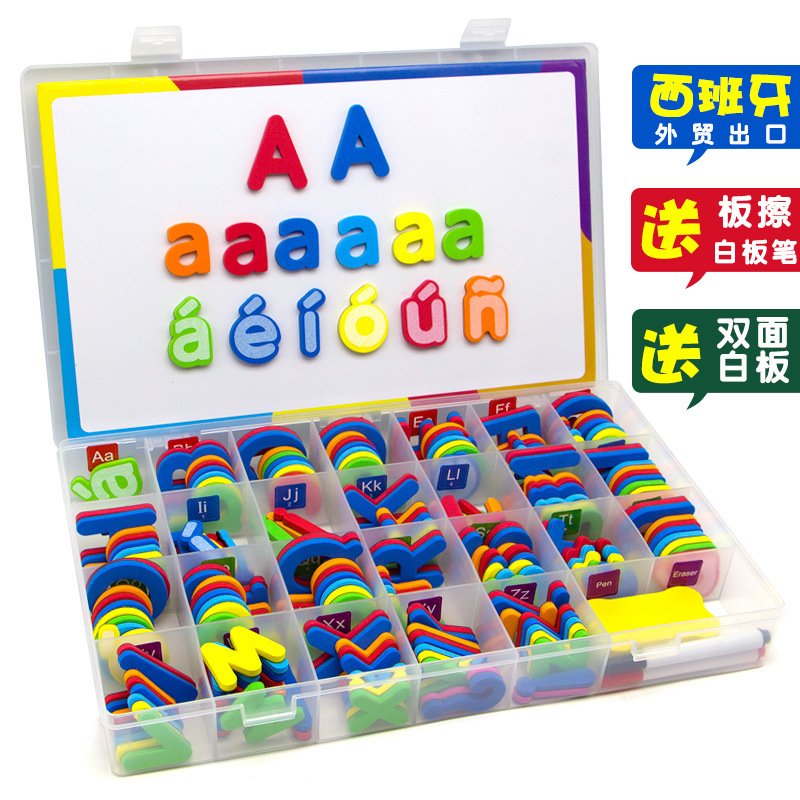 Магнитные наклейки испанского и английского алфавита учебное пособие для детей