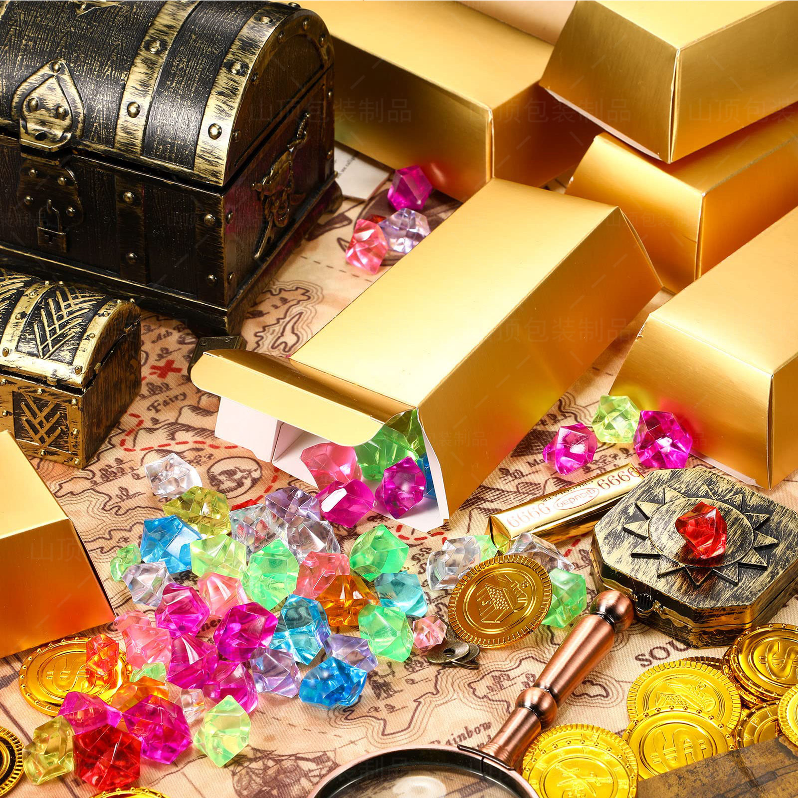 Cross-border New Product Simulation BRICS Candy Box Folding Fake Gold Bar Gift Box BRICS Candy Box