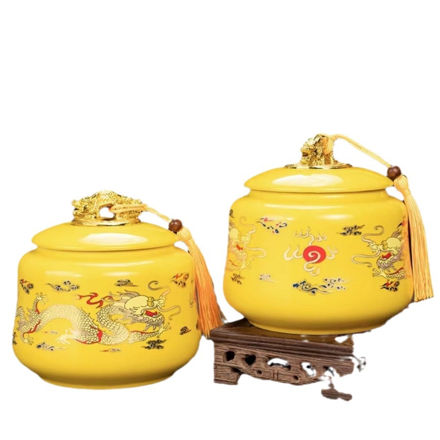 Factory Direct ceramic tea jar creative tea candy sealed dense medicine powder tea jar household portable sealed moisture-proof jar