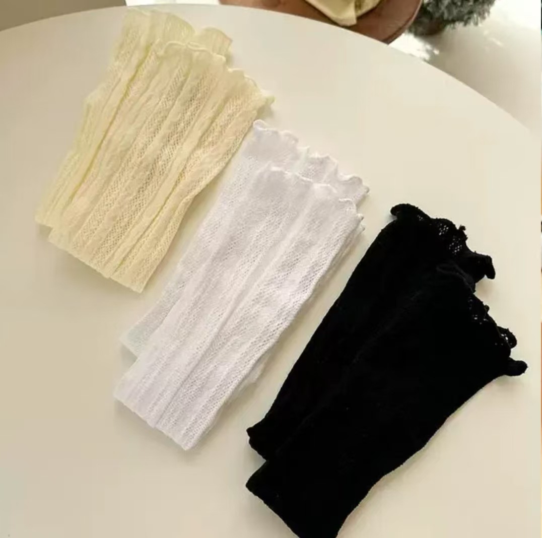 8-Shaped Slouch Socks, Spicy Girl Japanese-Style Long Tube Socks Paired with Long Boots, High Tube Lace Trim Slouch Toeless Socks