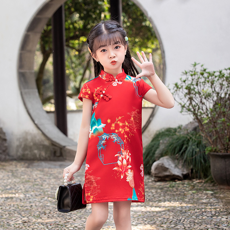 Детская одежда для выступлений чонгсам 2023 новый китайский стиль танг для девочек ретро этнический стиль под платье