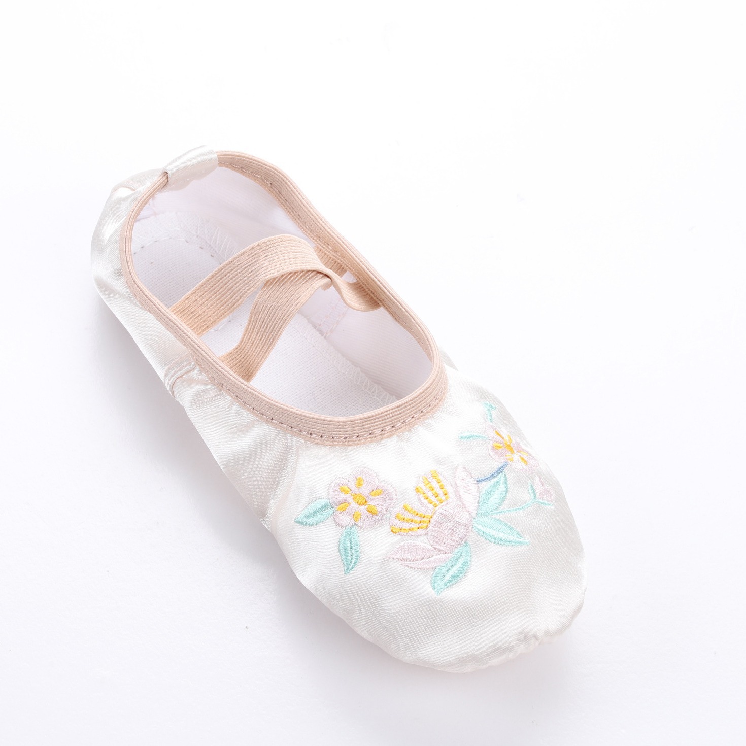 Танцевальные туфли из шампанского Сатина Вышитые Для выступлений Взрослые Мягкая подошва Балетные туфли Кошачьи когти Йога Нескользящие