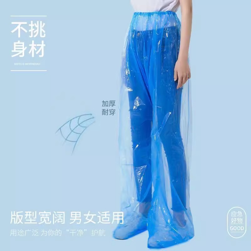 Waterproof Thickened Disposable Foot-Covered Rain Pants Outdoor Foot-Covered Rain Pants Raincoat Rafting Playground Raincoat and Rain Pants