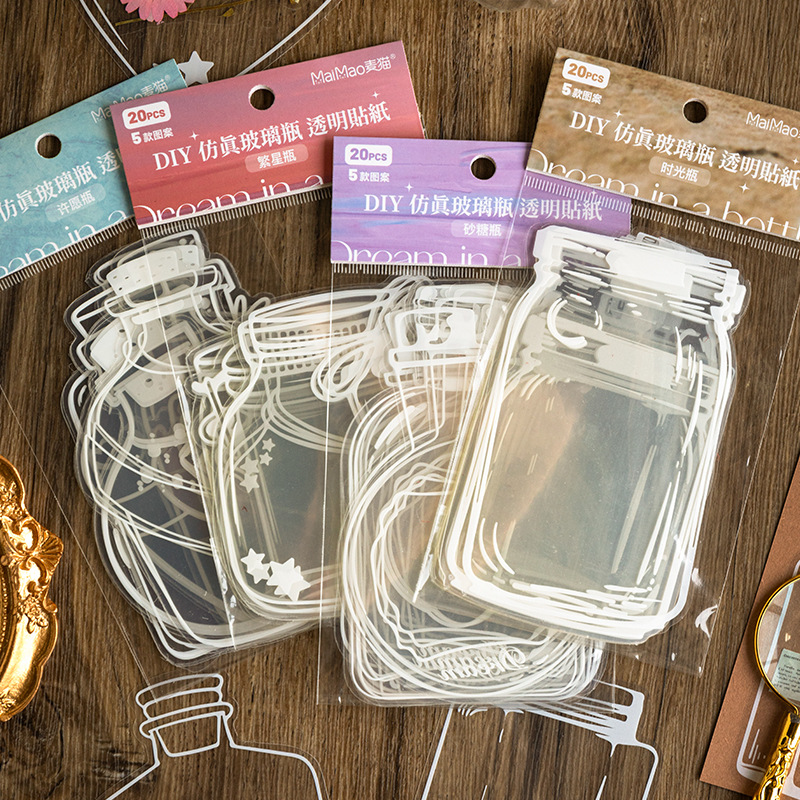 Наклейки для бутылок Qimeng, PET, упаковка, наклейки с засушенными цветами, прозрачные закладки, декор для стеклянных бутылок