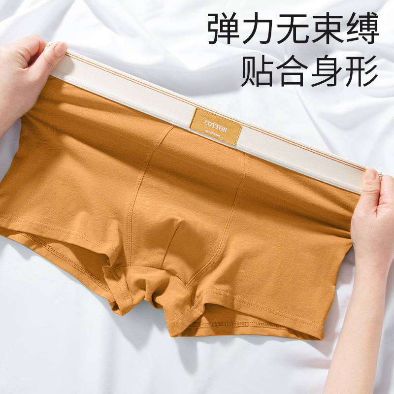 Men's Underwear Boys Pure Cotton Antibacterial Four-Corner Pants Cotton Underwear Men's Sports Breathable Teenager Boxer Shorts Head