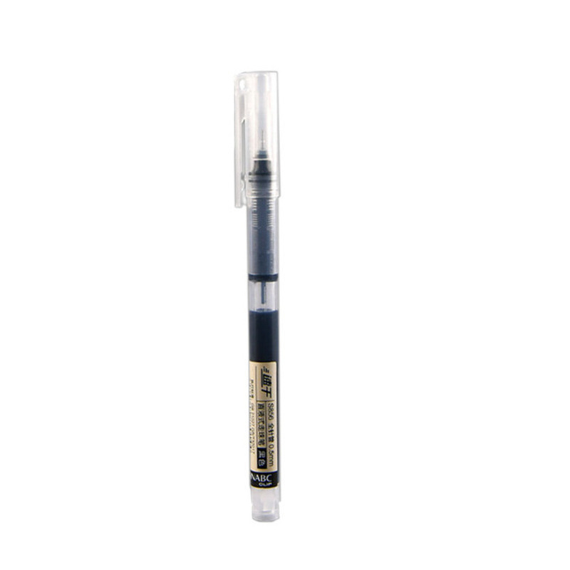 Quick-drying straight-liquid ballpoint pen boxed 0.5mm black gel pen student exam needle tube pen carbon pen