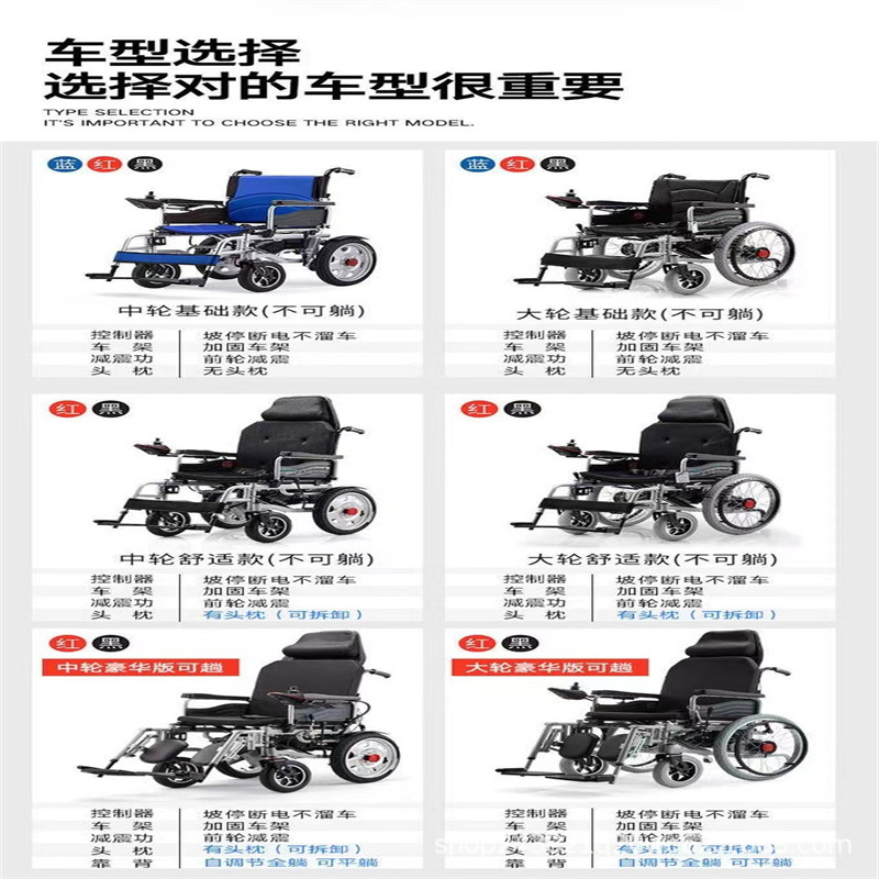 Electric Wheelchair Manufacturer Automatic Intelligent 24V Electric Wheelchair for Disabled Elderly Mobility, Foldableable