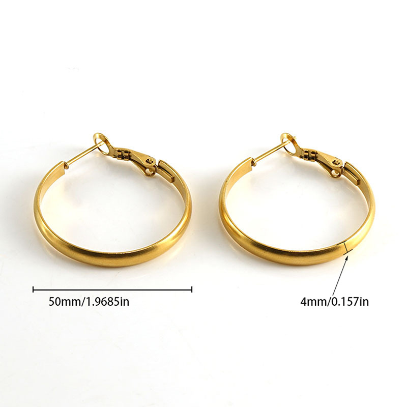 Personalized 316 Stainless Steel Earrings Wide Glossy Circle Vacuum Plated 18K Ear Jewelry Welded Shrimp Male Buckle Earrings Wholesale