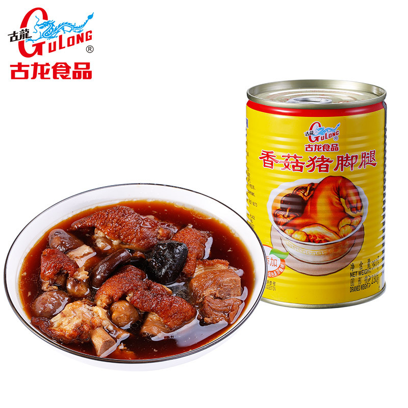 Gulong mushroom pig leg canned instant braised pork feet cooked sauce elbow instant food wholesale 397g